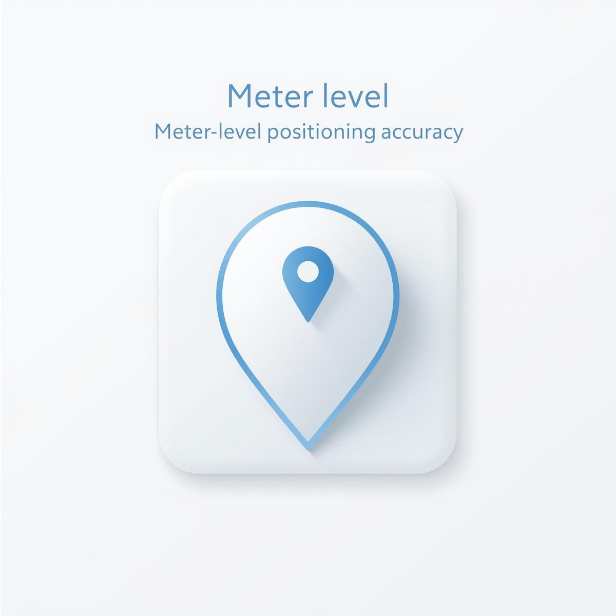  meter level positioning accuracy icon (white backgroud) advanced bluetooth based positioning ensures precise, meter level accuracy indoors.